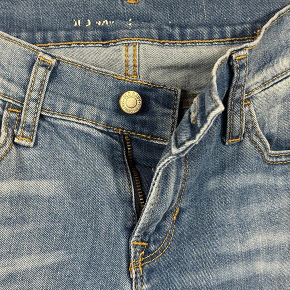 Old Navy SZ 0R Boyfriend Straight Crop Jeans Stretch Whiskered Low-Rise Blue - Picture 7 of 9